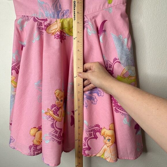 RARE Vintage Pink Tinker Bell Print Circle Skirt Lined Zip & Button Close S - Picture 8 of 9